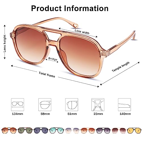 Pro Acme Retro Square Polarized Aviator Sunglasses for Womens Mens 70s Vintage Double Bridge Sun Glasses UV400 Protection4