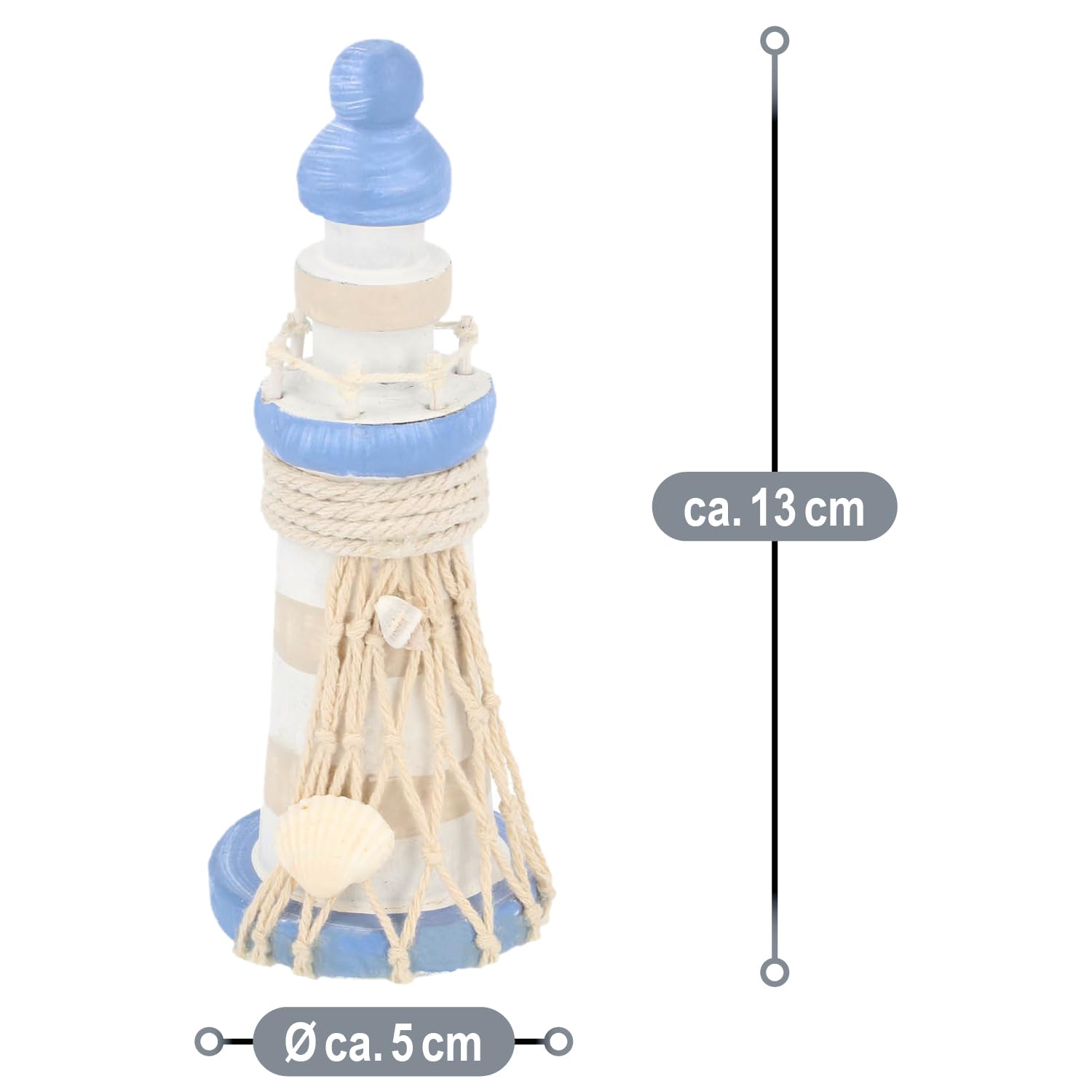 com-four® 2X fari Decorativi in Legno per Bagno e Zona Giorno - Set di Decorazioni per fari marittimi - Piccoli fari in Stile Used Look (Blu/Bianco - 2X Faro)