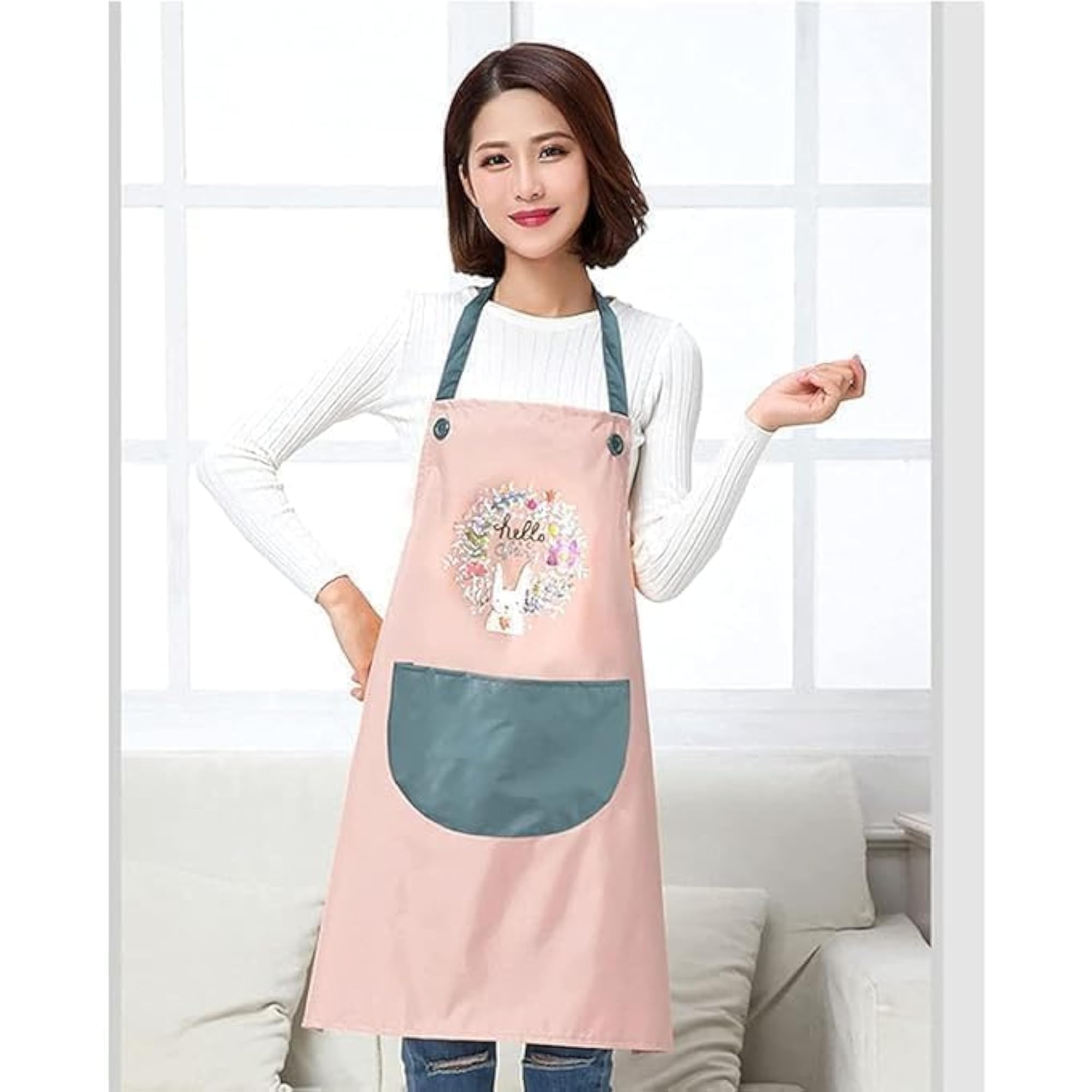 Cute Kitchen Apron for Women Couples, Waterproof Cooking Apron