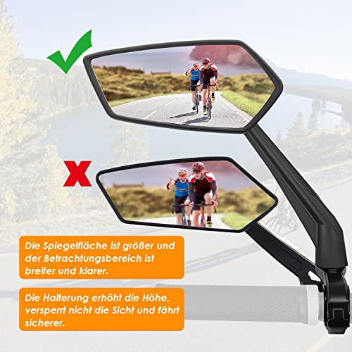 Arkham Bicycle Mirror HD Extra Large Mirror Surface Impact-Resistant Real Glass Bike Mirror for Left Handlebar 21-25.4 mm - Image 4