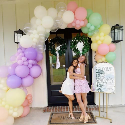 Image of Pastel Rainbow Party Balloons Assorted Colors, Pastel Light Purple Pink Yellow Green Latex Multicolor Balloons for Girl Colorful Candy Princess Ice Cream Birthday Bridal Baby Shower Party Decorations