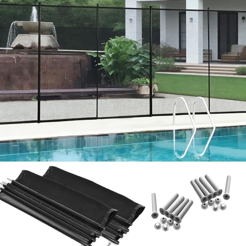 GIANTEX Valla de Seguridad para Piscinas 7,2x1,25m, 8 Piezas, Barrera Desmontable con Tejido de Malla, Protección Temporal para Mascotas y Niños, para Patio, Estanque, Negro (8 Piezas)