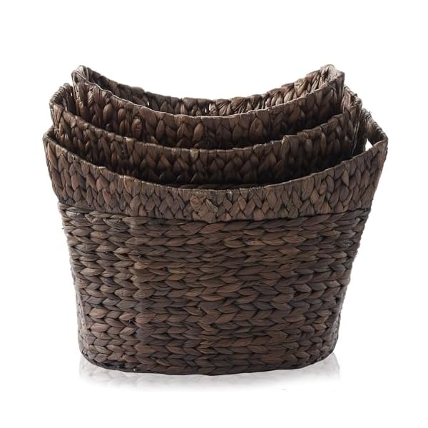   Casafield-Set-of-3-Stackable-Oval-Laundry-Baskets-with-Handles-Espresso-Woven-Water-Hyacinth-Storage-Totes-for-Throw-Blankets-Bathroom-Bedroom-Living-Room