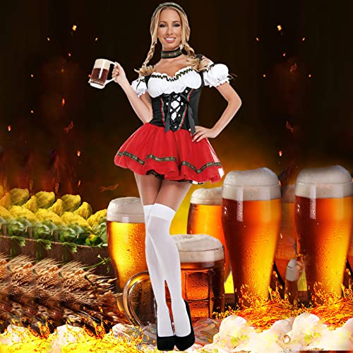 Dienstmeisjesjurk voor dames, sexy, Oktoberfest, biermaid kleding, feestjurk, bandeau, schoudervrij, korte mouwen, A… - Image 3