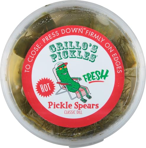 Miniatura 10 de Grillo's Pickles Hot Classic - Lanzas de pepinillo de eneldo, 32 onzas líquidas