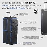 Aerostar 24" Small Lightweight Duffle 2 Wheel Travel Bag Holdall Suitcase Check-in Luggage All Terrain (60L, Blue on Black) - Image 5