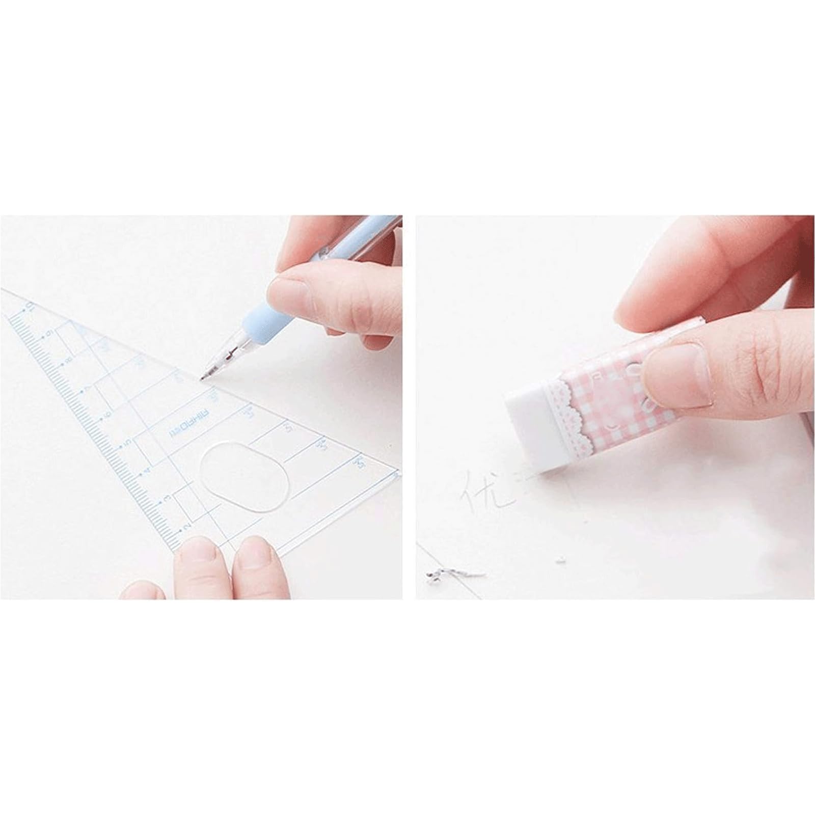 Lernhilfe Mathe-Kompass, 8-teiliges Geometrie-Set mit Aufbewahrungsbox, Kompass, automatischer Bleistift mit Nachfüllungen, 2 Dreiecke, Winkelmesser, Lineal Mathe-Set