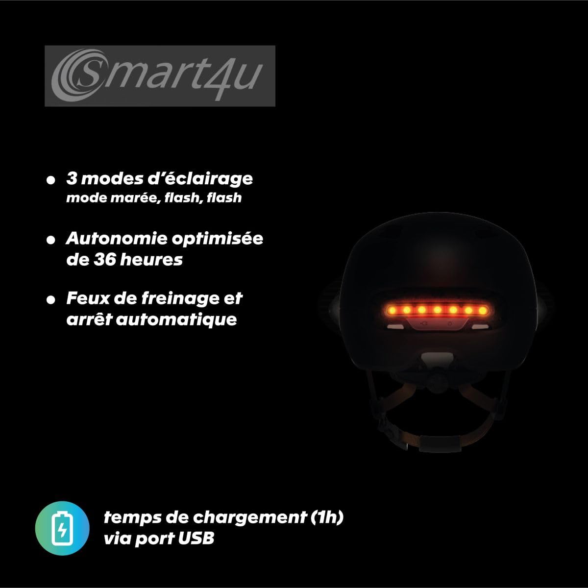 SMART4U SH50U M Casque pour Adulte, Unisexe, Taille M Noir