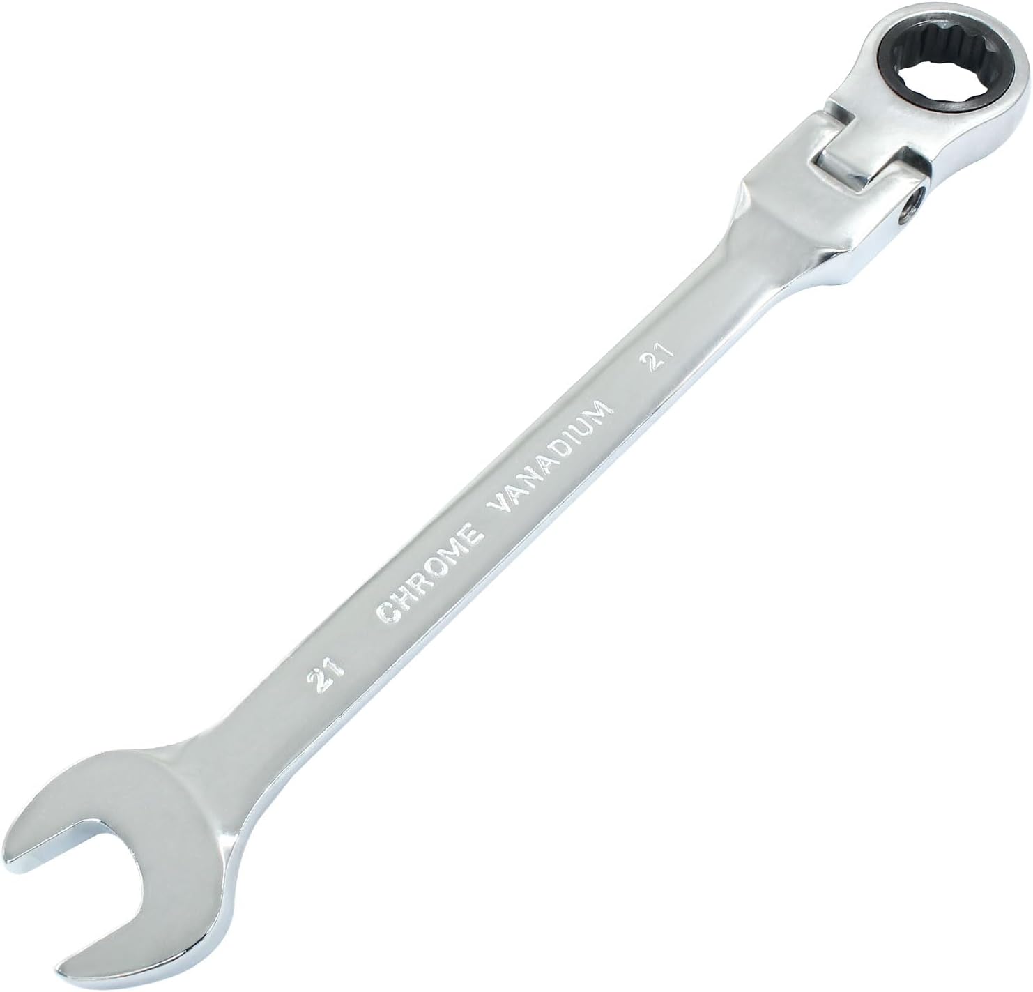 Hordion 21mm Ratcheting Combination Wrench, 12 Point 72-Tooth Flex Head Gear Wrench Box Ended Spanner Tool for Projects Repair