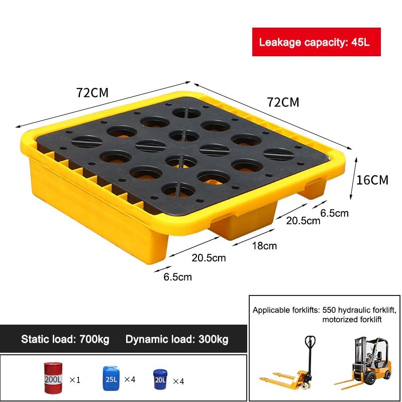 Bac de rétention modulaire pour fûts d'huile avec drain plate-forme jaune 72 cm