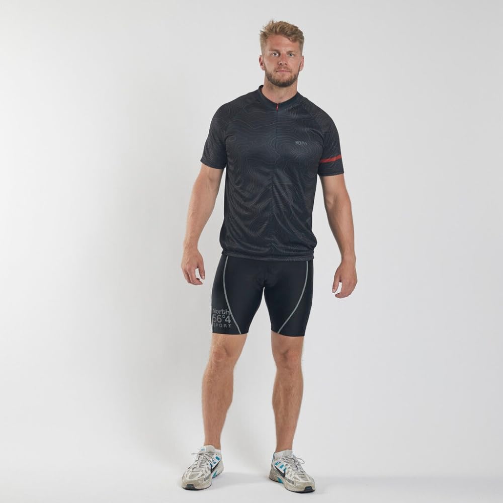 RENNER XXL North 56°4 Svensgar Herren Fahrradtrikot | Große Größen 4XL-8XL | Atmungsaktiv | Schnelltrocknend | Dunkelgrau | Radtrikot Übergrößen