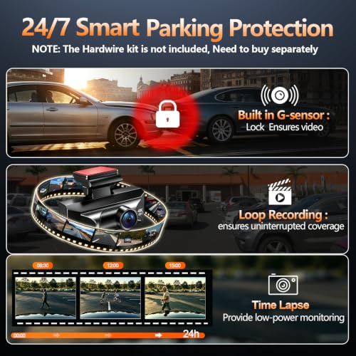 Image of 4K Dash Cam Front and Rear, 2.5k Rear,Starlight Night Vision G Sensor ADAS