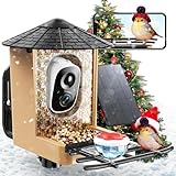 Smart Bird Feeder with Camera with AI Identify Birds Species & Solar Panel, WiFi Birdfeeder with Cam, 2K Live View, Chew-Proof & Waterproof Design, Real-Time App Alerts, Gift for Bird Lovers, Black