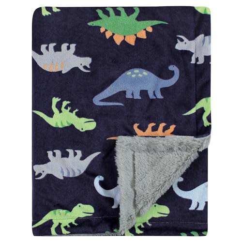 Image of Luvable Friends Unisex Baby Plush Blanket with Sherpa Back, Dinosaurs, One Size