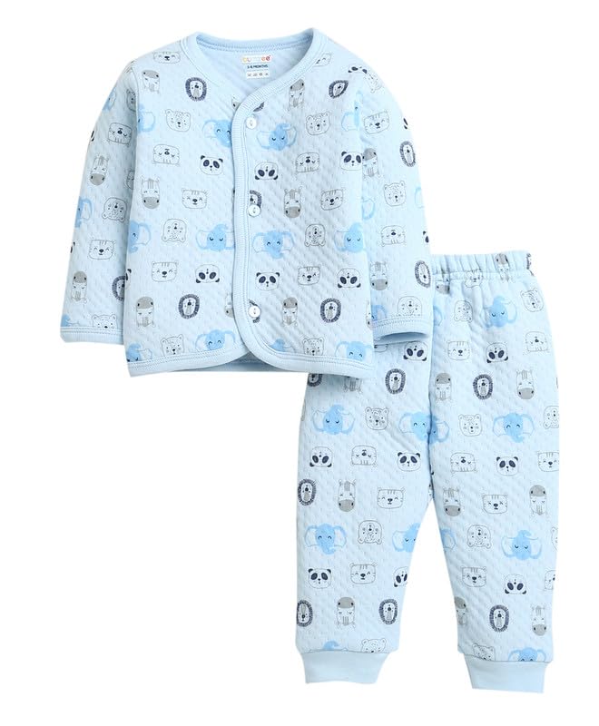 BUMZEE Sky Blue Boys Full Sleeves Polyfill Winter Wear Set (Peb9816)