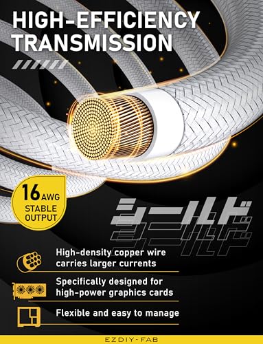 EZDIY-FAB Shield PCIE 5.1 GPU Extension Cable with 90 Degree 12V