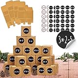 Hook Calendario de Adviento Para Rellenar,Calendario be Adviento DIY, Cajas de Calendario, Calendario Adviento con Adhesivos Digitales de Adviento, DIY Rellenar Calendario de Adviento