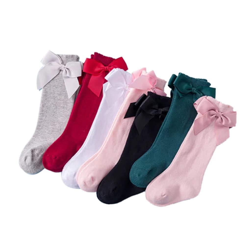 Skarpety Styled z Big Bow Cute oddychające długie kolano Skarpety wysokiej rur dla dziewcząt 0-7 lat (kolor: rozmiar: 2-3 lat) (Color : A, Size : 0-12 Months)