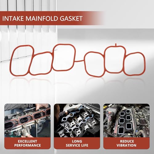 Image of Engine Intake Manifold Gasket fits Camry 2018-2024 Avalon 2019-2022 Highlander 2017-2022 Sienna 2017-2020 Tacoma 2016-2023 3.5L Rubber Material Red Replaces 17176-31130,1717631130
