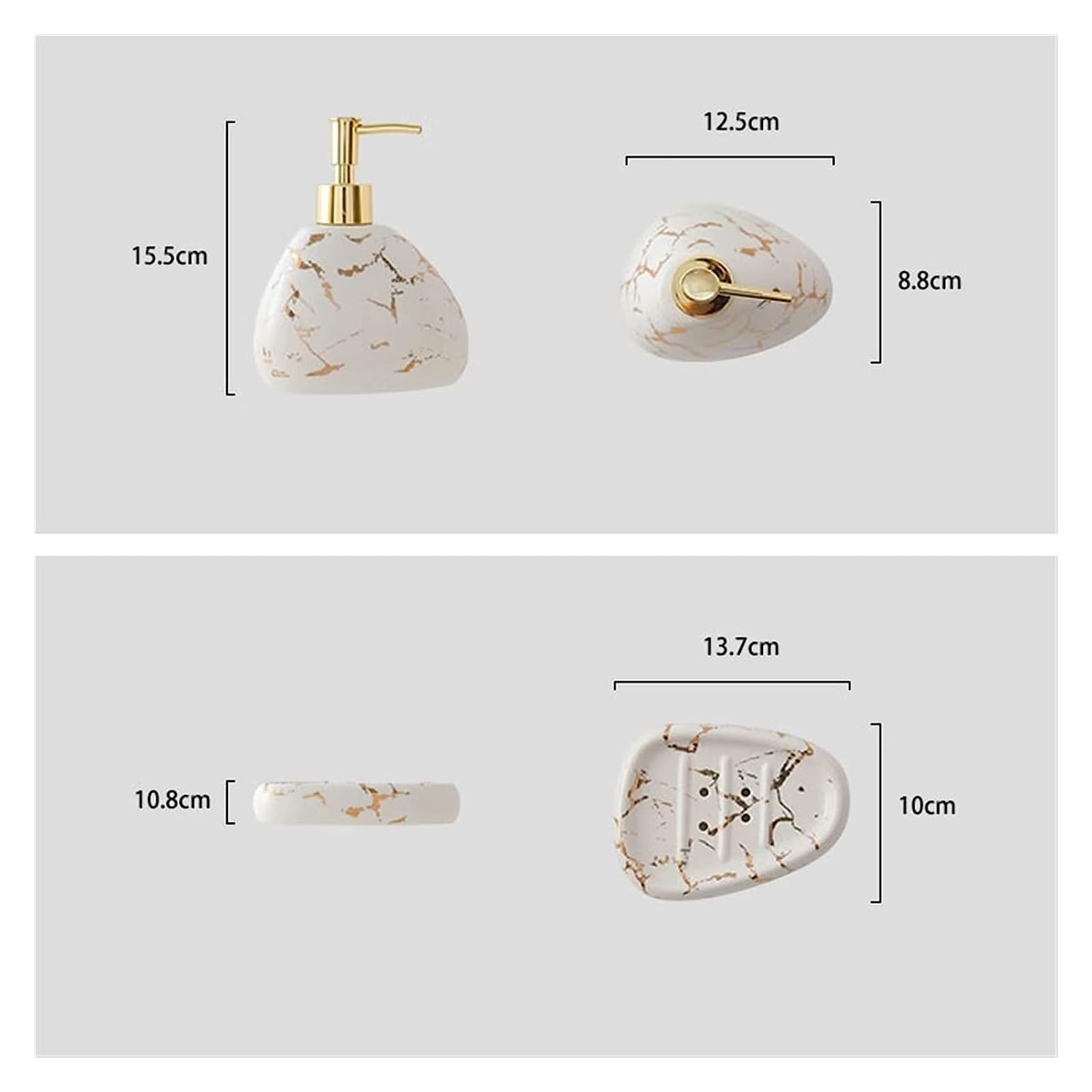Dispensador de jabón de cerámica, botella de loción recargable, dispensador de jabón, juego de dispensador de jabón, baño de cerámica, juego de seis piezas, decoración ligera, juego de lavado, bomba d