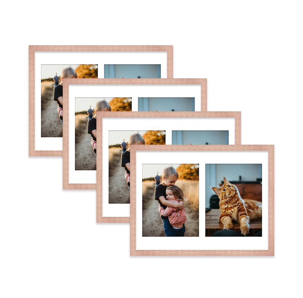 Bronze Multi Photo Frame - Holds 2 x 9x7 Pictures, Family Collage Picture Frame for Wall Display, 16x12 Frame size, Set of 4