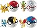 Poké Ball Linisme Lot de 4 balles de pokeball avec figurine, balles à lancer, fête pour enfants, fête amusante, jeu cadeau, mini figurines Pokémon pour anniversaire, mariage, fille, fête