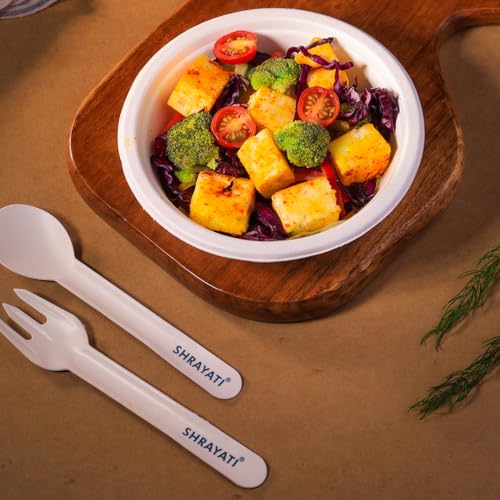 Image of Shrayati Sugarcane Bagasse Bowls, 360 ml, 50 Pcs, Biodegradable Bagasse Disposable Round Bowls for Convenient and Sustainable Eating