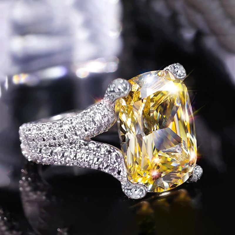 Gorgeous Oval Yellow Cubic Zirconia Rings Female Wedding Band Accessories Engagement Jewelry