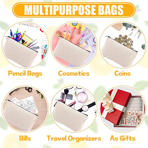 Apipi ALPHATOOL-DIY CANVAS BAGS-10 SET 10 Pack Blank Diy Craft Bag Canvas Pen Pencil Bag- Cotton Canvas With Zipper For Xmas Gift Invoice Bill Bag Makeup Cosmetic Bag Travel Toiletry Pouch thumb #7