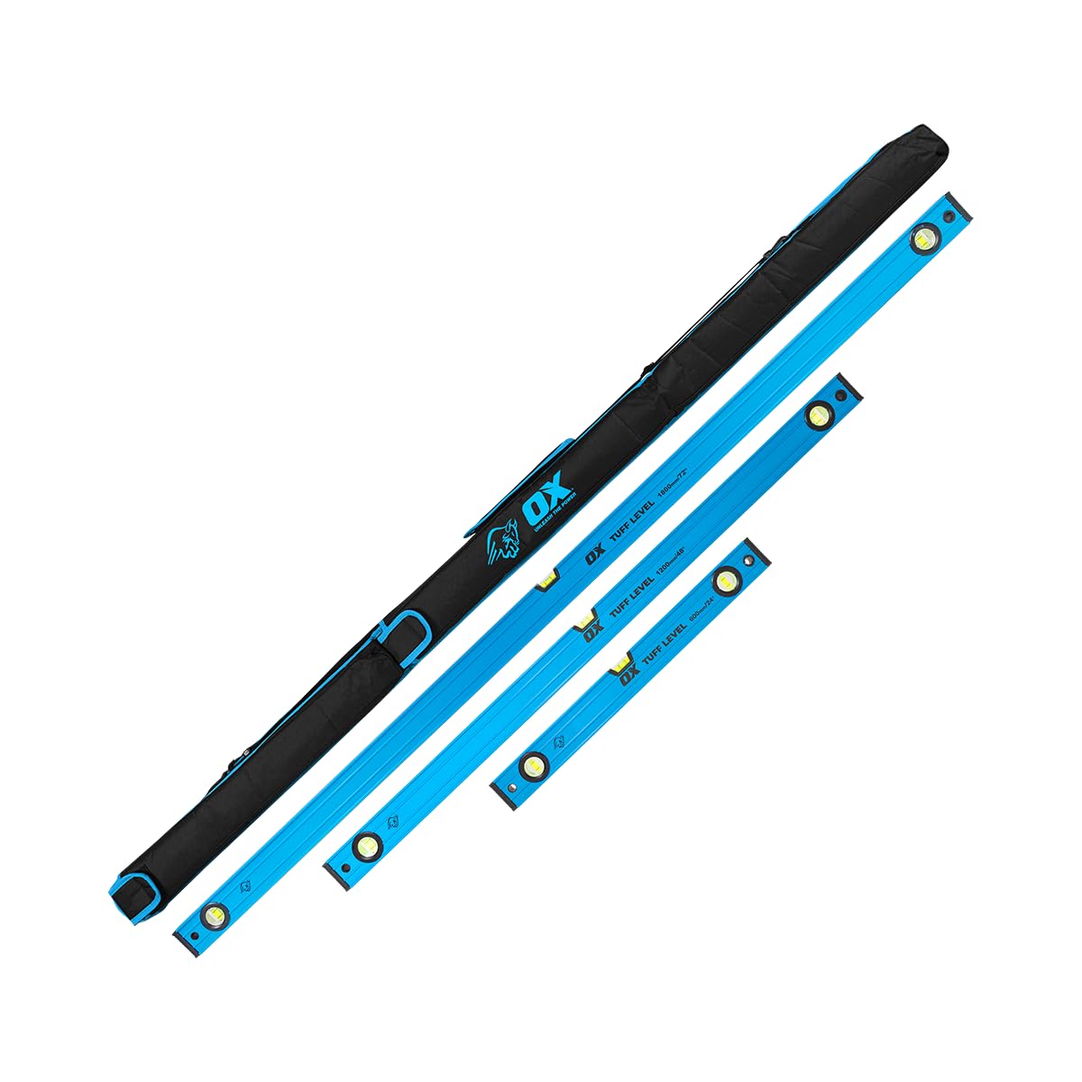 OX Tools OX-P506803 3 Piece Spirit Level Set 600mm 1200mm 180mm Milled Levels