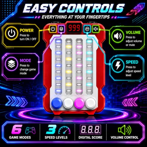 Image of Mirana Airport Arcade - Portable Handheld Steps Game for Kids - 6 Exciting Modes, 3 Speed Levels - Digital Score Display - Toy Gift for Boys & Girls 4 5 6 7 8 9 10+ Years (Red)