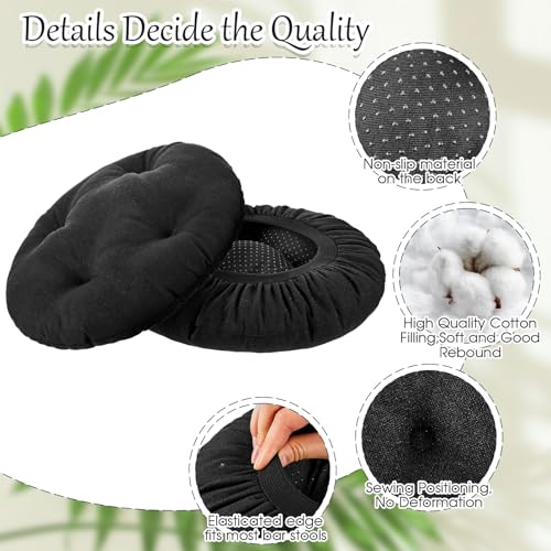 Image of Marsui 4 Pieces Bar Stool Cover Non Slip Padded Cushion, 13 Inch, Black