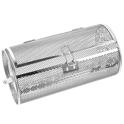 POPETPOP Rotisserie Roaster Basket Stainless Steel Oven Roast Cage for Even Cooking Easy Access Door for Grilling Baking and Frying for Nuts Fries and More
