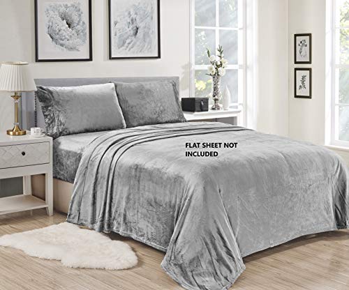 Décor&More Luxury Elegance 2 Piece Twin Size Extra Soft Velvet Touch Microplush Sheet Set - Grey #TOP6