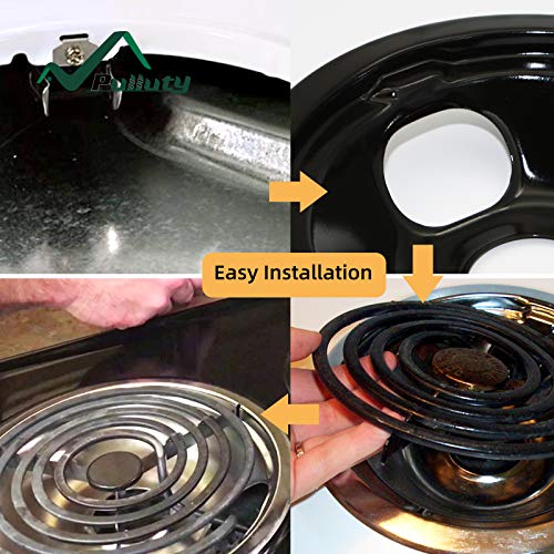 Pulluty Drip Pan Bowls Set WB31M20 and WB31M19 Porcelain Drip Pans -Replacement for GE Range Cooktop - 4 PACK