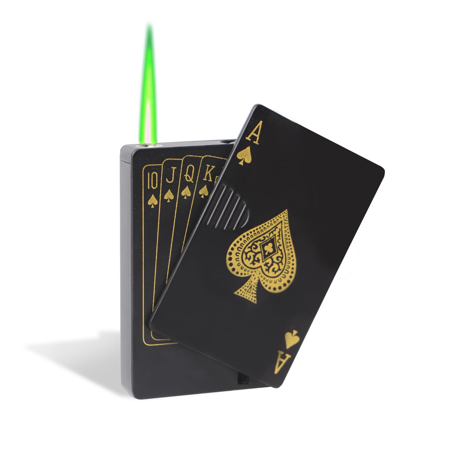 Jet Torch Lighter Green Flame Ace of Spades Design Cool Lighters Refillable Butane Windproof Poker Lighter Adjustable Flame