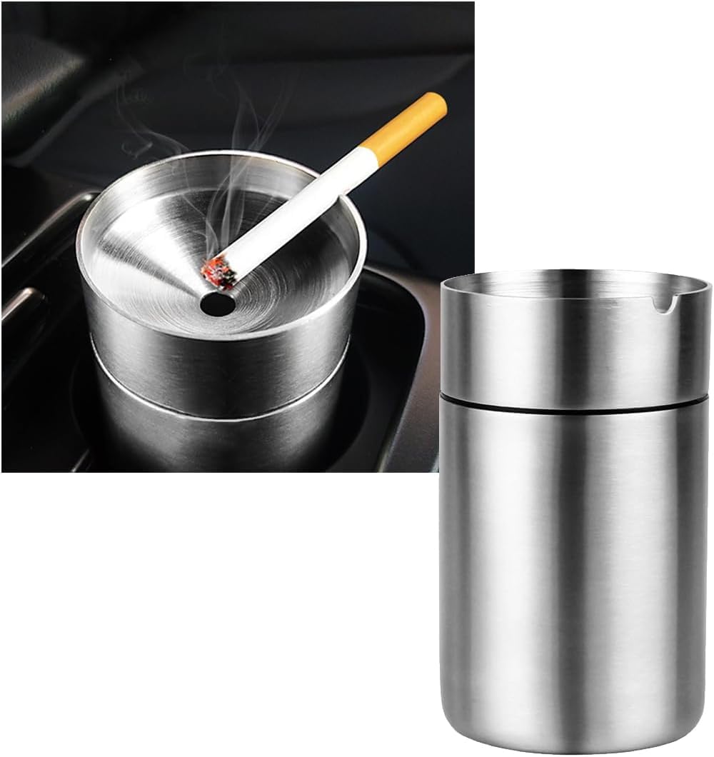 Car Ashtray for Opel Mokka 2012-2016, Car Stainless Steel Ashtray, Detachable Windproof Extinguished Butt Bucket Ash Tray, Cigarette Butt Bucket for Bar Car