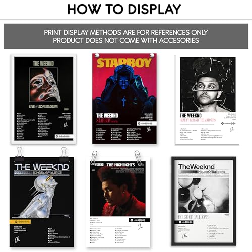 Image of Thepaper9store Pack of 12 - The Weeknd Music Album Art Wall Posters 8.2x11.8 inch Adhesive Tape Attached Wall Decor, Music Poster, Wall Art For Bedroom, Living room, Office (The Weeknd)