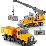 2Pcs Large-Size Construction Engineering Truck Toy Set,Lifting Arm Crane & Lifting Transport Truck Construction Toys,for 3 4 5 6 7 Year old Boys Kids Toddlers Birthday Christmas Gift