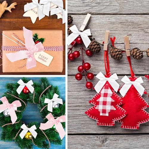 Mini Schleifen,200 PCS Kleine Schleifen Satinschleifen für DIY Handwerk Geschenkverpackungen Weihnachten Dekoration Karte Ribbon Bows