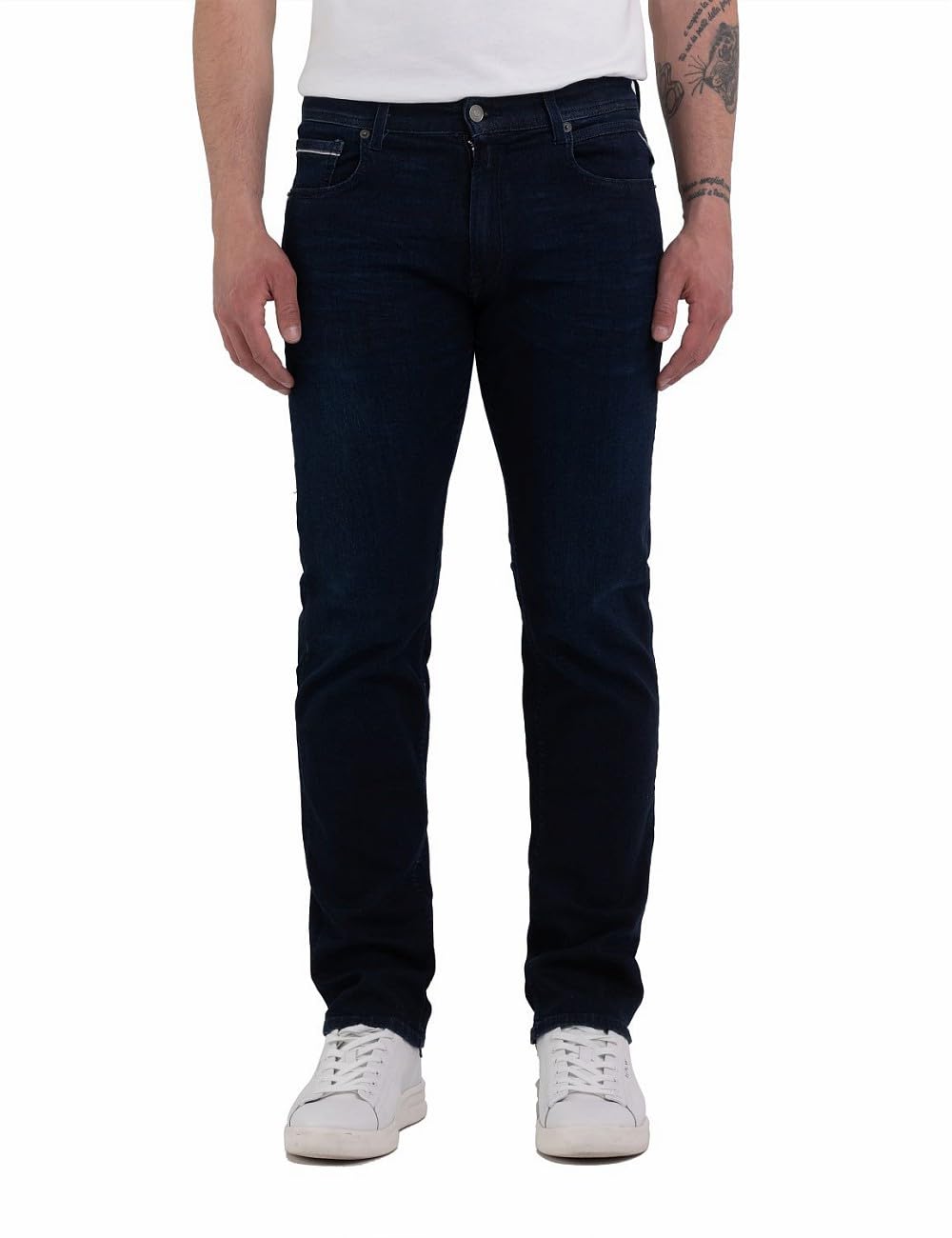 Replay men's Grover straight-fit jeans with stretch, blue (Dark Blue 007), 29W / 32L