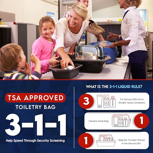 VYRL 2 Pack Clear Makeup Bag (7.8 x 5.9 x 2.3 inches) - Quart Size 3-1-1 TSA Approved Toiletry Bag with Zipper - Water-Resistant Durable PVC Clear Toiletry Pouches for Carry-on Airport4