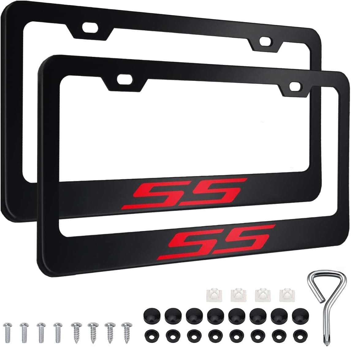 2 Pack Tri-Color License Plate Frame, Front Back License Plate Cover, License Plate Bracket Holder Rust-Proof Rattle-Proof for US CA Standard Car & 1Pcs Key Chain (SSFRAMES)