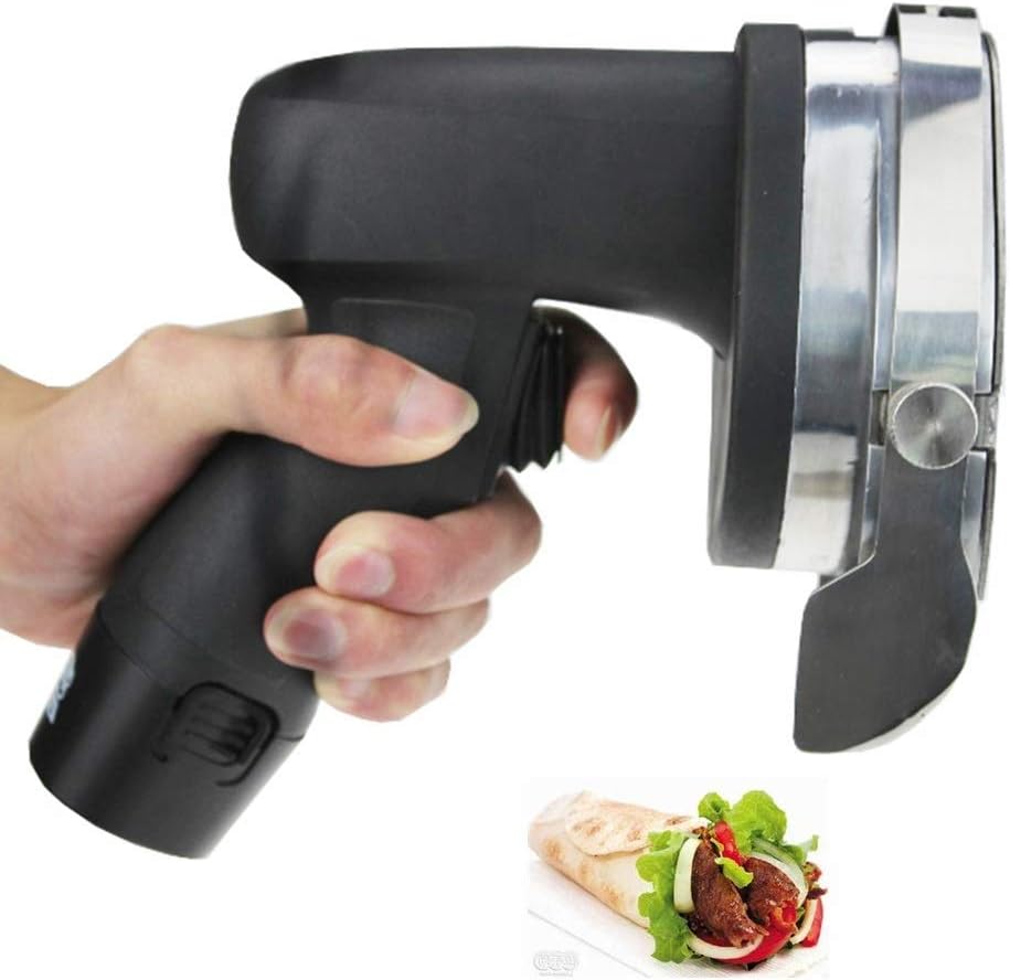 Solid Machine, Electric Kebab Knife Stainless Steel Professional Kebab Slicer Kebab Slicer Kebab Cutter Can Adjust The Thickness - Black