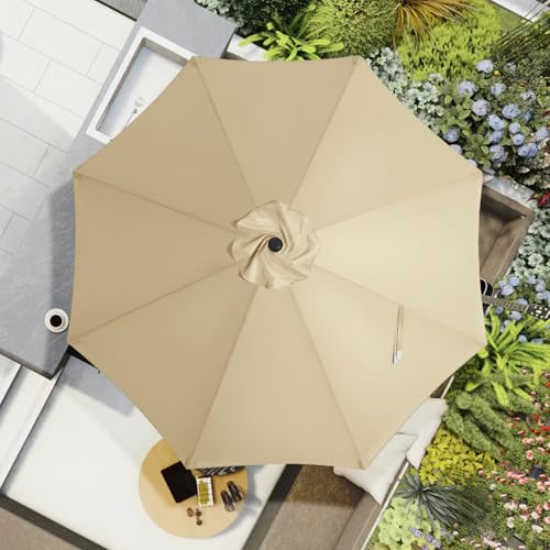 Image of MASTERCANOPY Patio Umbrella 10 ft Replacement Canopy for 8 Ribs-Beige Canopy Only
