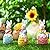 Wesiti 3 Pcs Easter Bunny Decorations Resin Easter Egg Figurines Spring Easter Rabbit Egg Flower Carrot Tabletop Decor for Easter Party Gifts Indoor Centerpieces Decorations