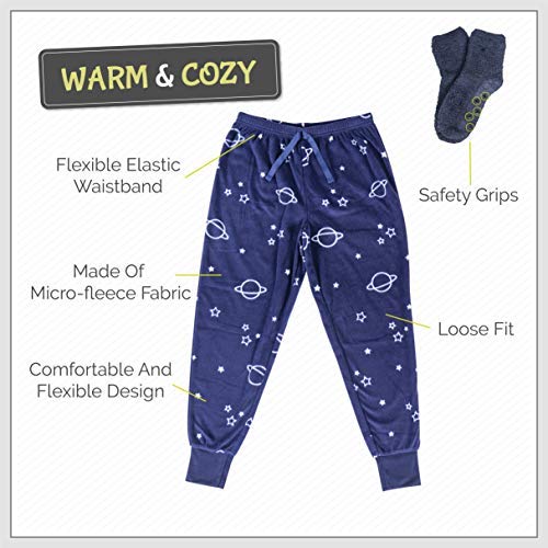 Mad Dog Girl’s Soft Micro Fleece Fashion Sleepwear Lounge 2/3 Pack Pajama Pants Stretch Waist, 2 Pack, 6, Space/Stars #TOP4