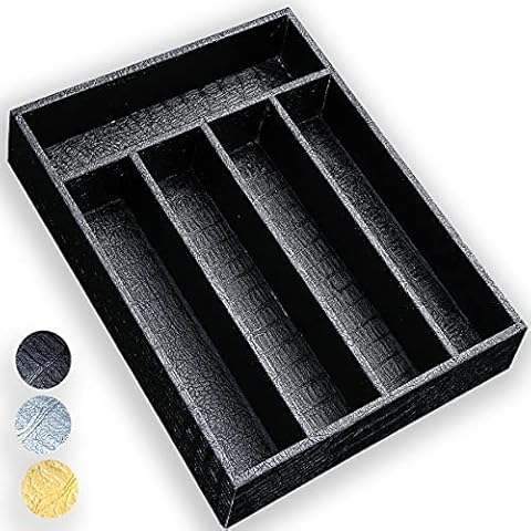 Berglander besteckkasten für schubladen, schwarzer Leder schubladen ordnungssystem küche Cover