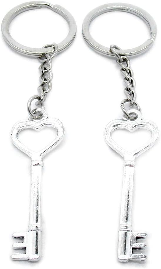 100 Pieces Keyring Keychain Wholesale Suppliers Jewelry Clasps U5RQ2U Love Heart Skeleton Key