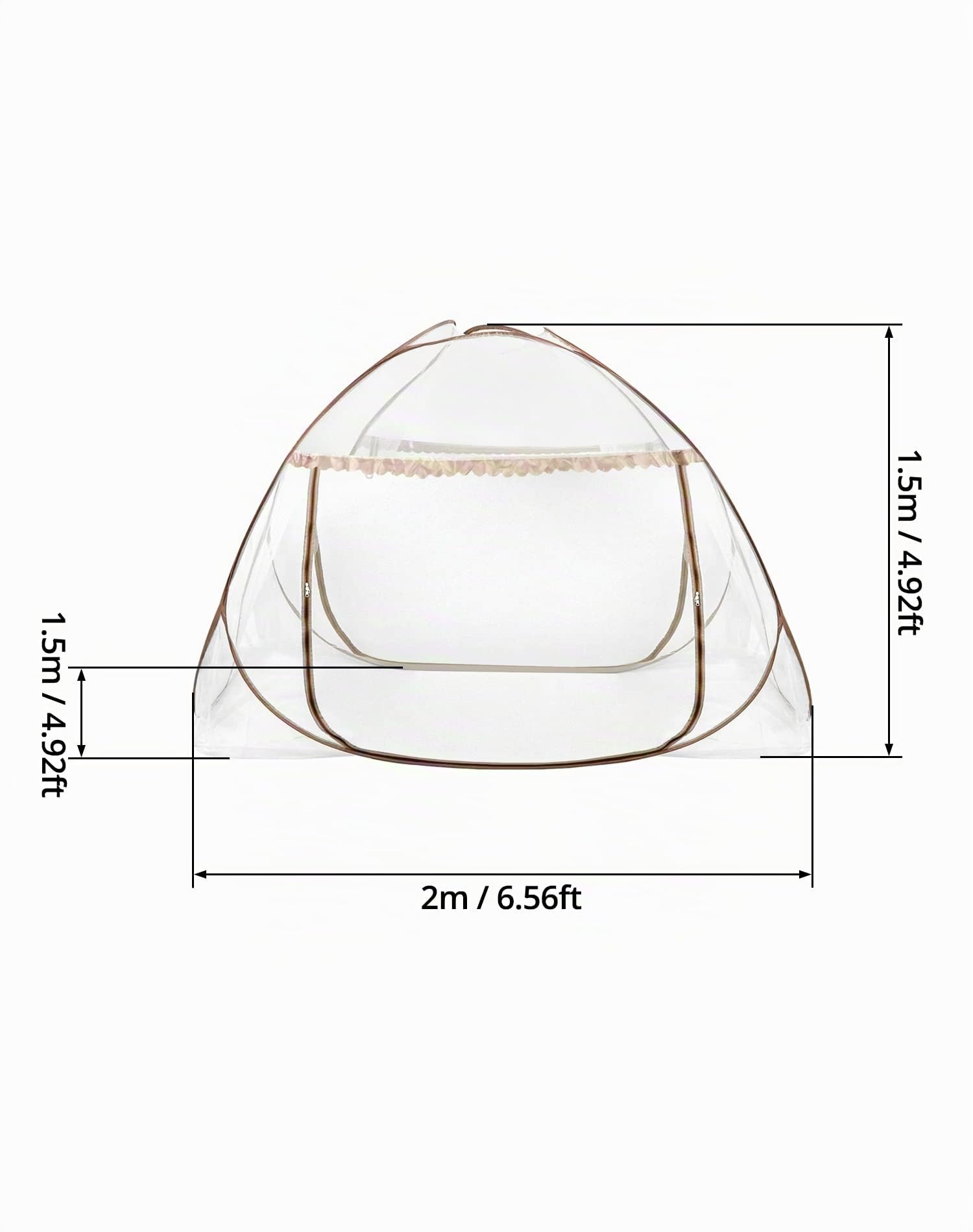 QWORK Moskitonetz für Bett, Pop-Up-Moskitonetz, Faltbarer Moskitovorhang mit Doppeltür, 150 x 200 x 150 cm